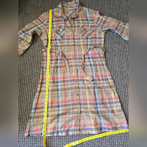 White Stag Tan and Orange Midi Dress with Cuffed Sleeves - Picture 7 of 8